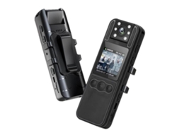 Cámara de policía portátil equipada con lente giratoria de 180° y función de visión nocturna que puede grabar audio, vídeo y alarma previa YEMAESRE
