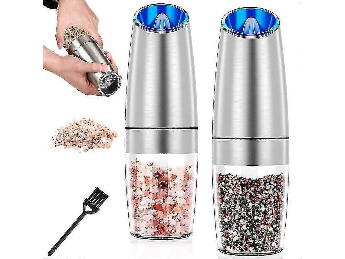Molinillo eléctrico de sal y pimienta GOKOCO, molinillo cerámico activado por gravedad con LED, rugosidad ajustable.