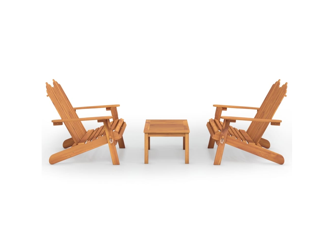 Conjunto 3 de muebles de jardín Adirondack VIDAXL madera acacia