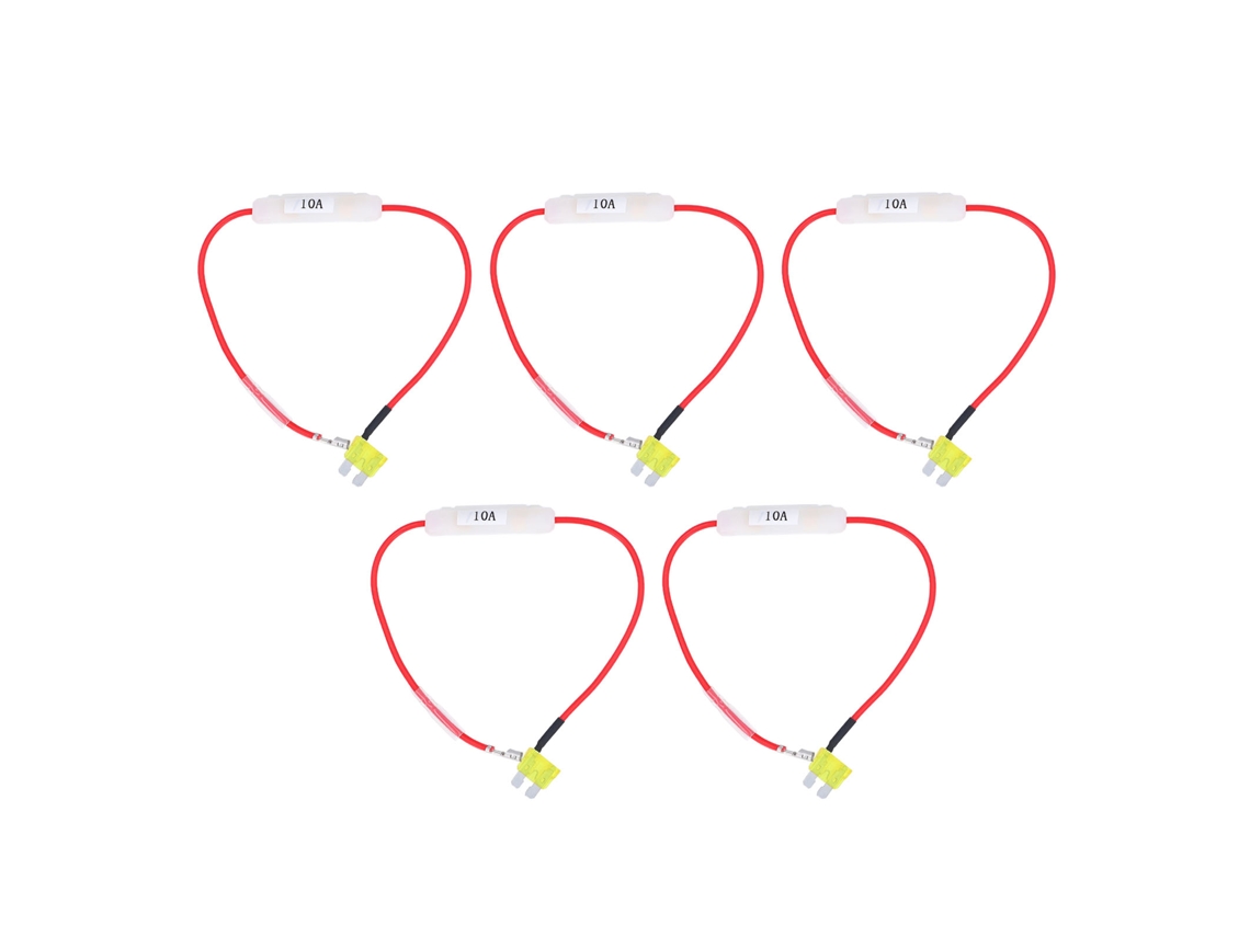 Veloriskku-5pcs Portafusibles para coche con cable rojo 16awg Conector Terminal de extensión
