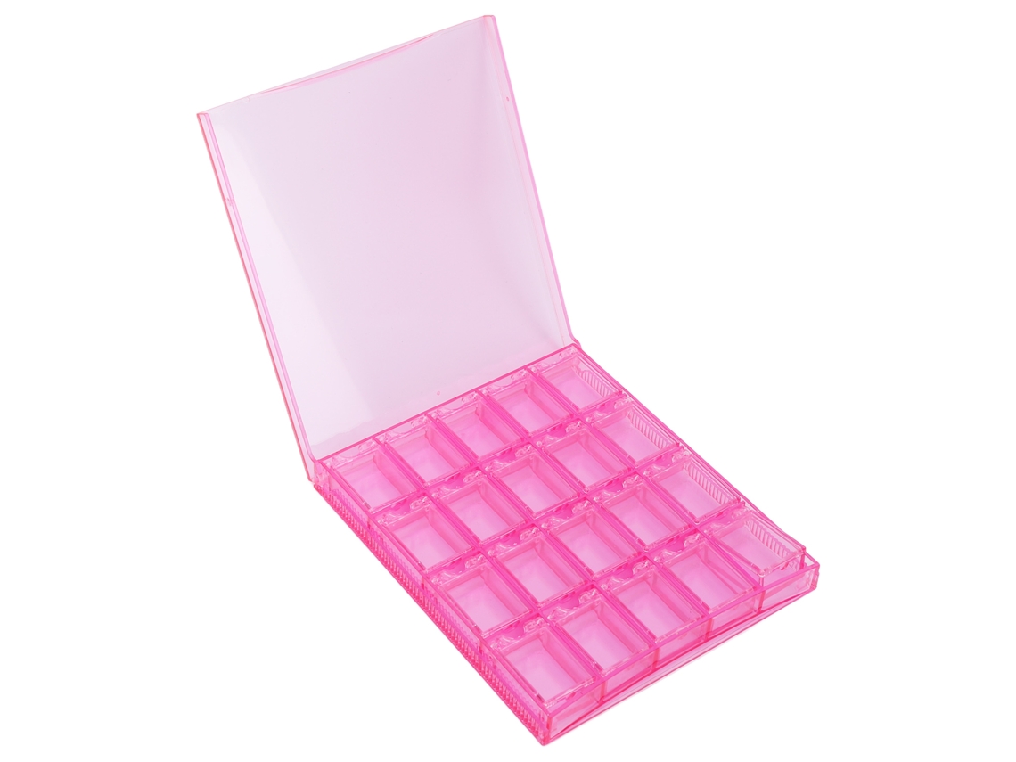 Caja Transparente Rosa Para Guardar Uñas Con 20 Compartimentos Desmontables Para Decoración De Uñas Y Joyería.
