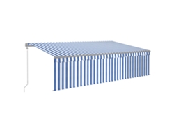 Toldo automático persiana LED VIDAXL sensor viento azul blanco (5x3 m)