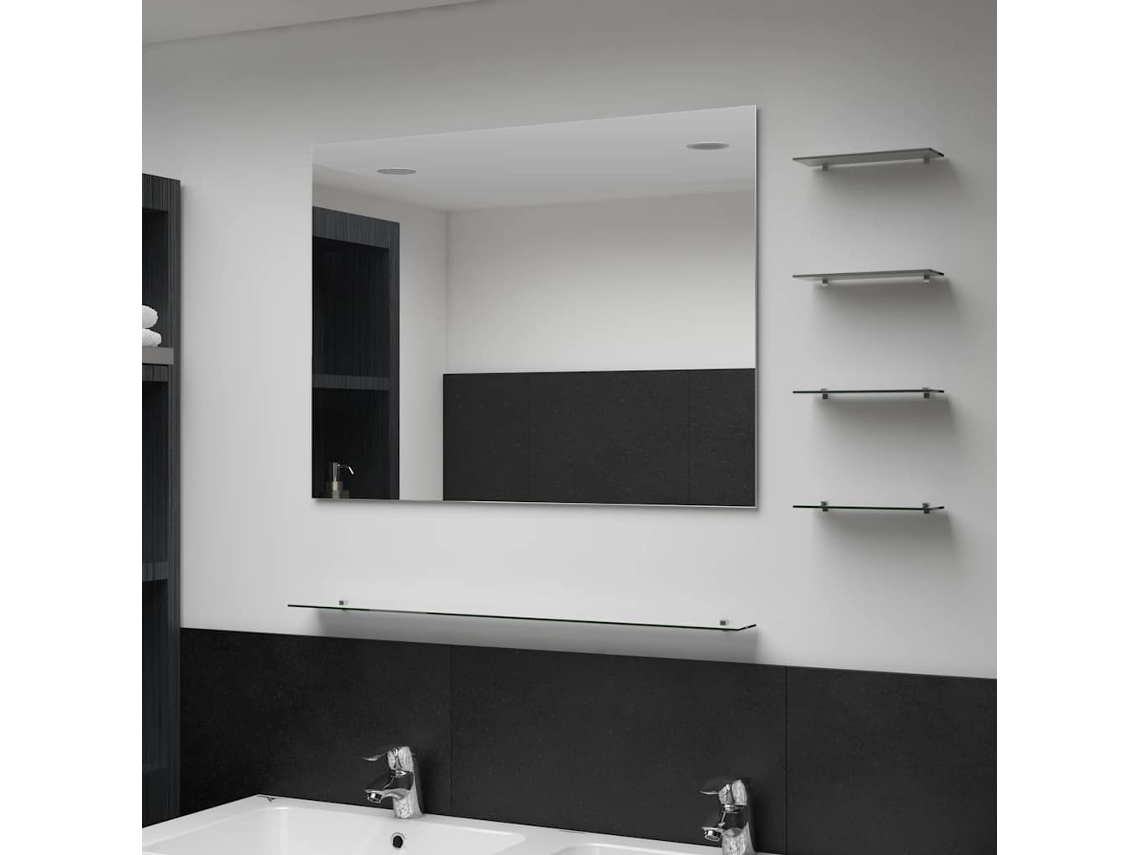 Espejo de pared con 5 estantes 80x60 cm plateado Lovely Home