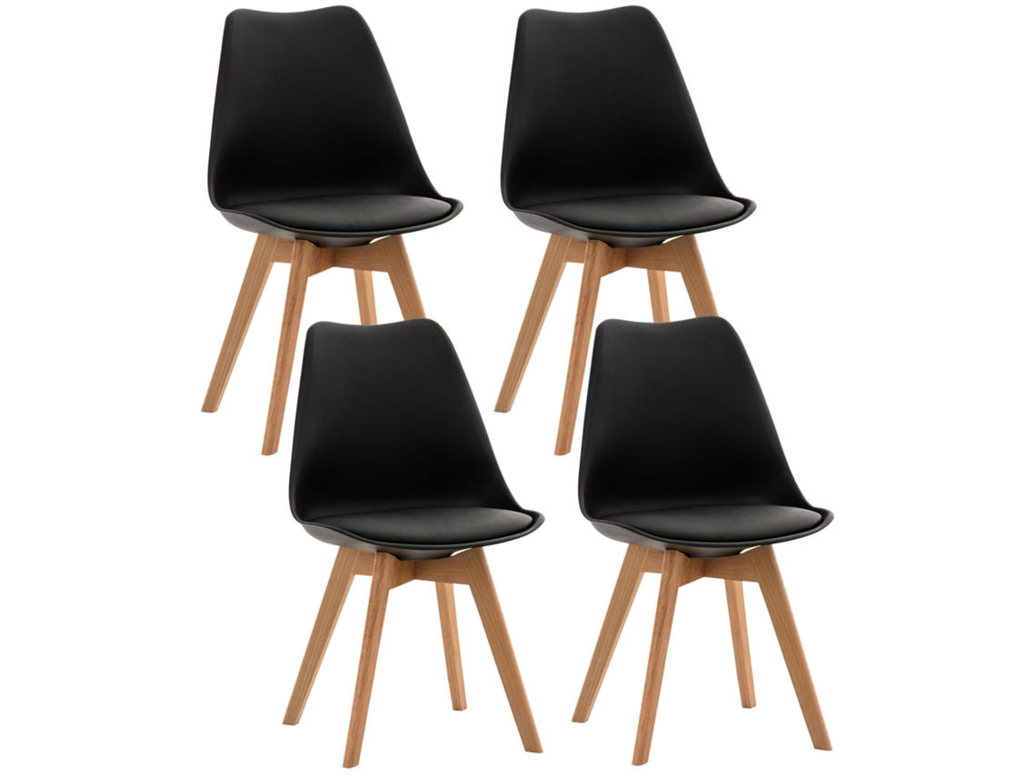 Juego de 4 sillas de comedor Linares negro/plástico CLP