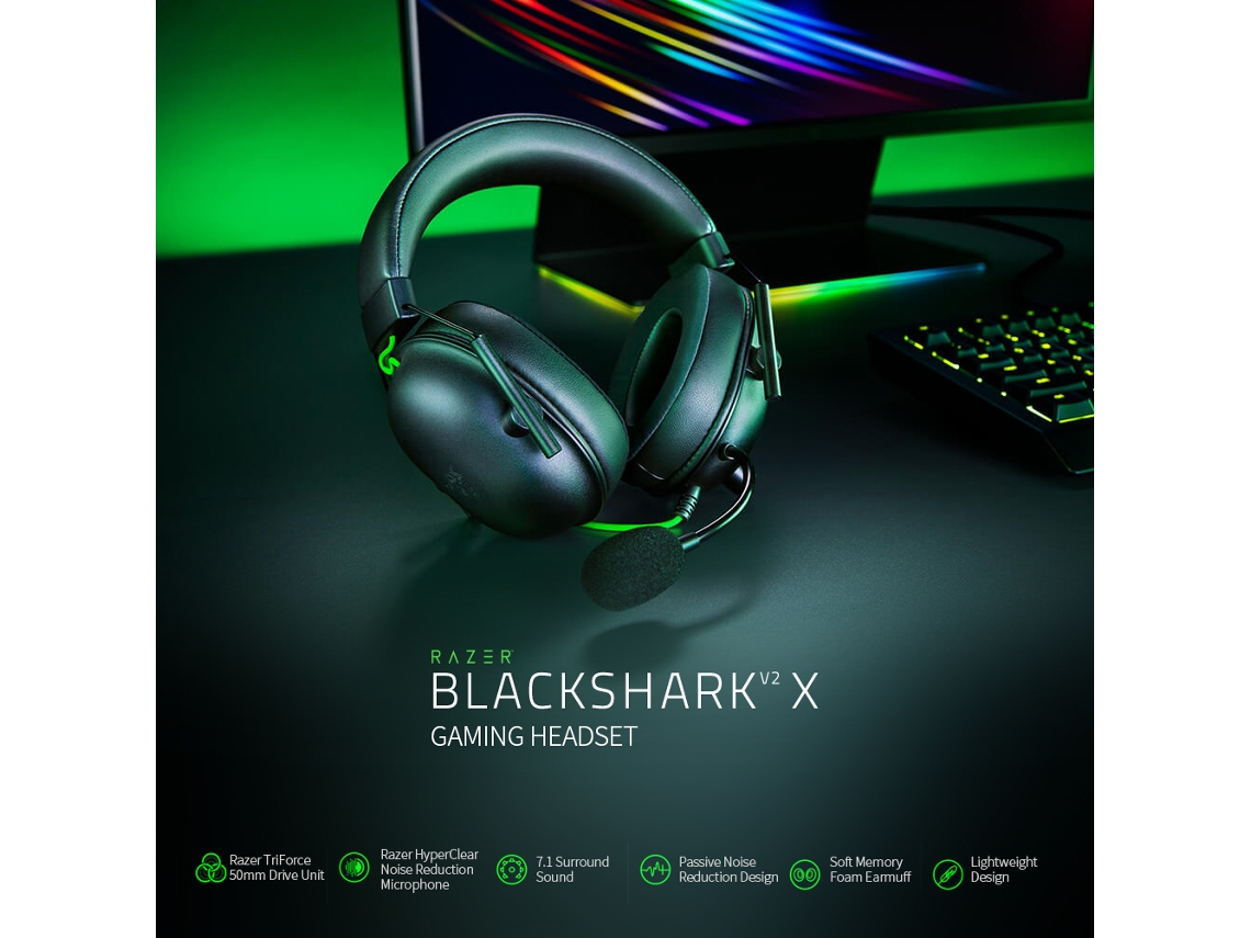 Auriculares Gaming Cableados Razer Blackshark V2 X Con Driver De 50 Mm Y Micrófono De Reducción De Ruido