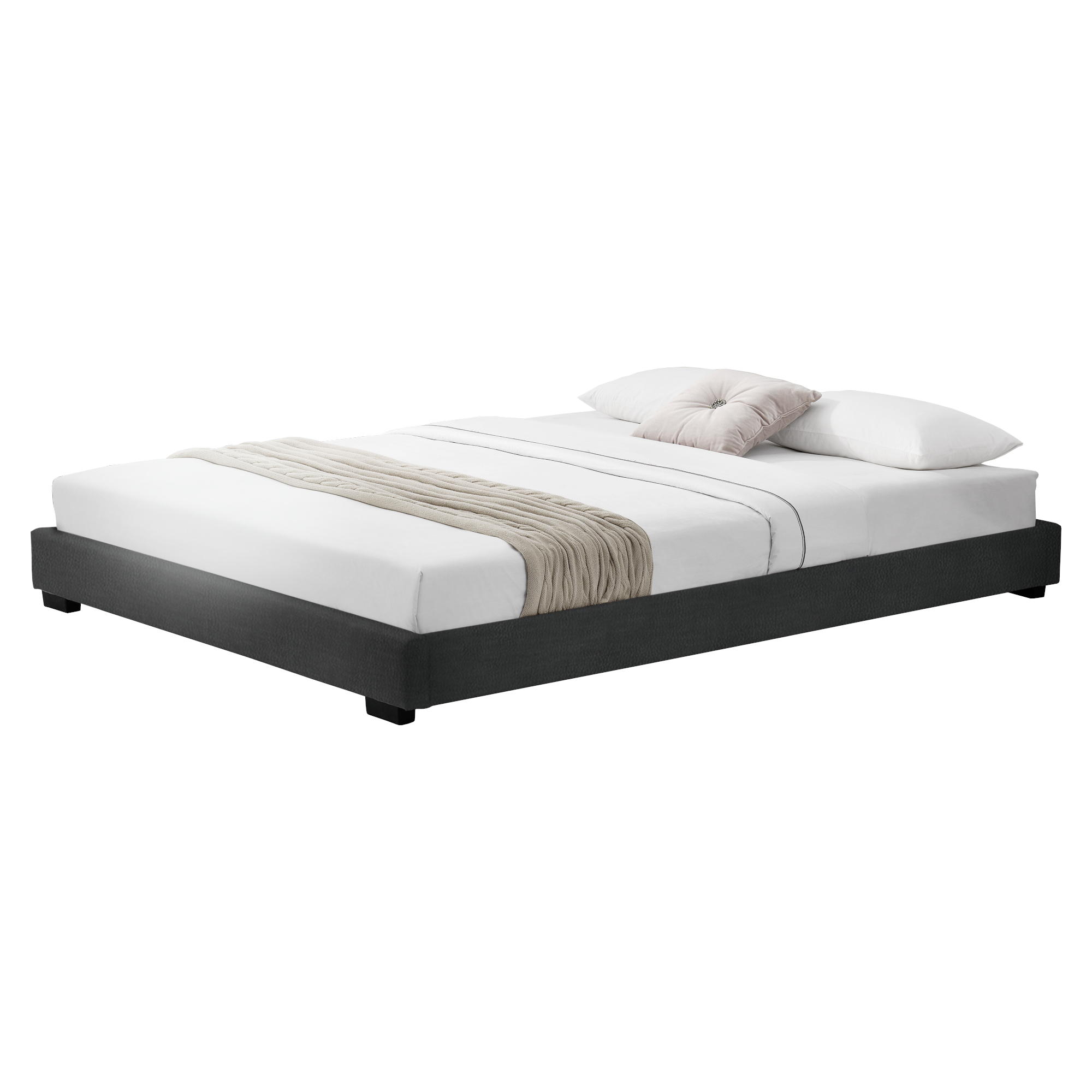 Cama CORIUM (Cuero Sintético - Negro - 180x200 cm)