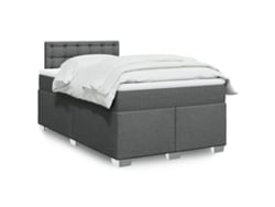 Cama Box Spring Con Colchón Tela Gris Oscuro 120x200 Cm