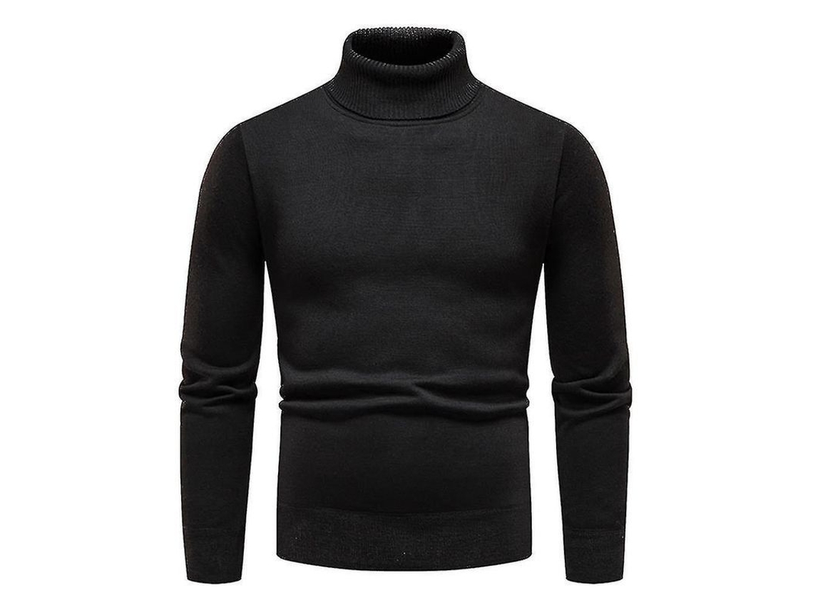 2026-jersey Hombre Cuello Alto Liso Slim Fit Invierno Tejido Grueso Abrigo Pull Over Básico Zg 4xl Negro