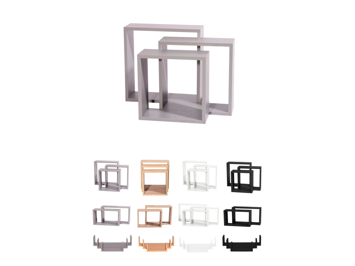 Estanterías De Pared - Baldas De Varios Niveles - Estantes Flotantes Con Fijación Invisible Gris Diseño Cuadrado