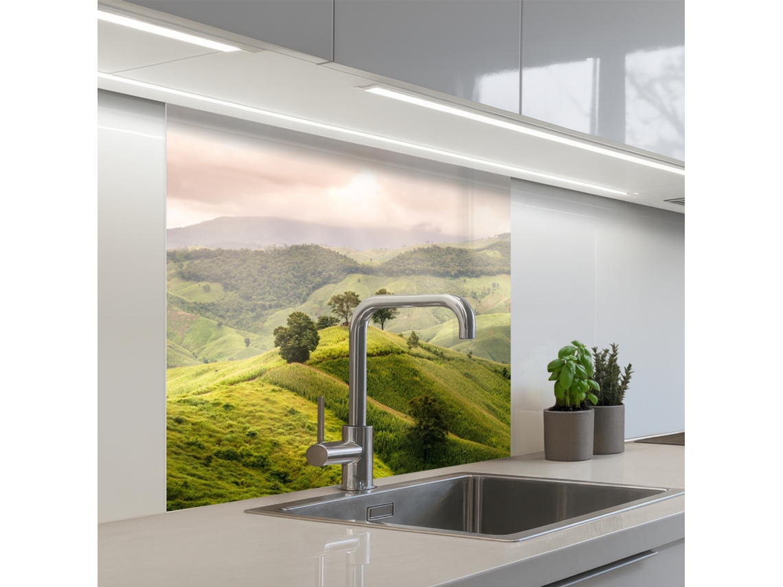 Salpicaderos De Cocina Paisaje - Colinas - Verde 80x80 Cm