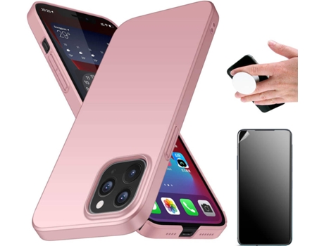 Carcasa + Protector + Popsocket iPhone 13 Pro Turtleshell Rosa