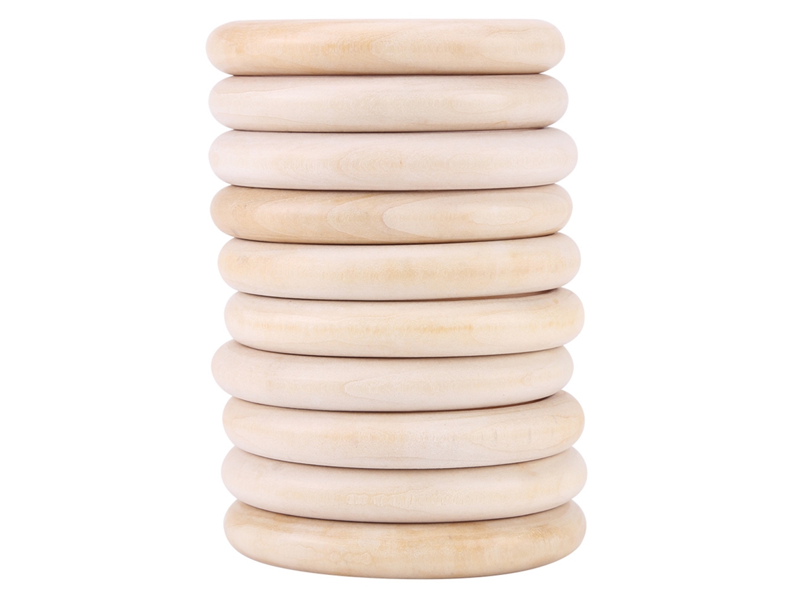10 Anillos De Madera Natural Para La Dentición Del Bebé, Juguete Para La Dentición, Manualidades Diy.