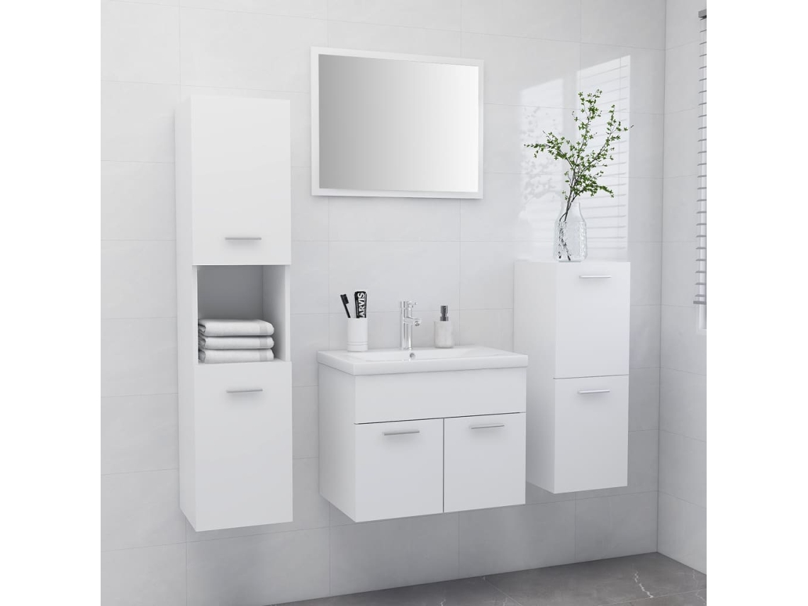 Conjunto de muebles de baño de madera blanca Lovely Home