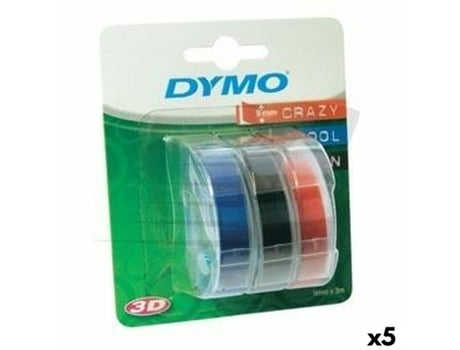 Cinta Laminada para Rotuladoras DYMO 9 mm x 3 m Rojo Negro Azul (5 Unidades)