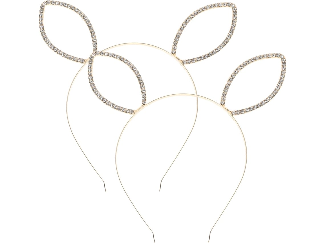 Tiara de orejas de conejo de aleación dorada de Ciieeo, 2 piezas, estilo elegante y glamuroso para fiestas.