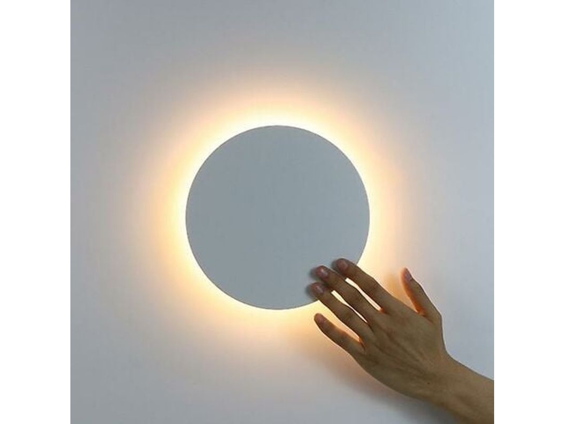 Lámpara De Pared Led Redonda Moderna Con Interruptor Táctil, Blanca, 20 Cm, Luz Cálida.