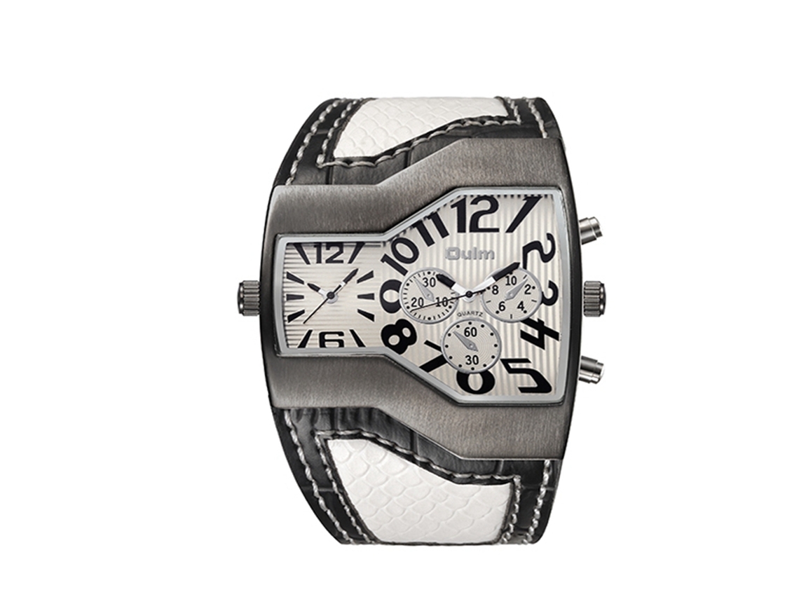 Reloj De Pulsera De Cuarzo Informal Para Hombre Con Doble Huso Horario, Resistente Al Agua Hasta 30 M, Blanco.