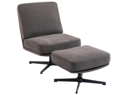 Sillón Giratorio Con Reposapiés, Lino Gris Oscuro.