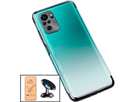 Kit Cristal Templado CeramicGlass Full Cover, Funda SlimArmor y Soporte Magnético de Coche Xiaomi Redmi Note 10s PHONECARE Negro