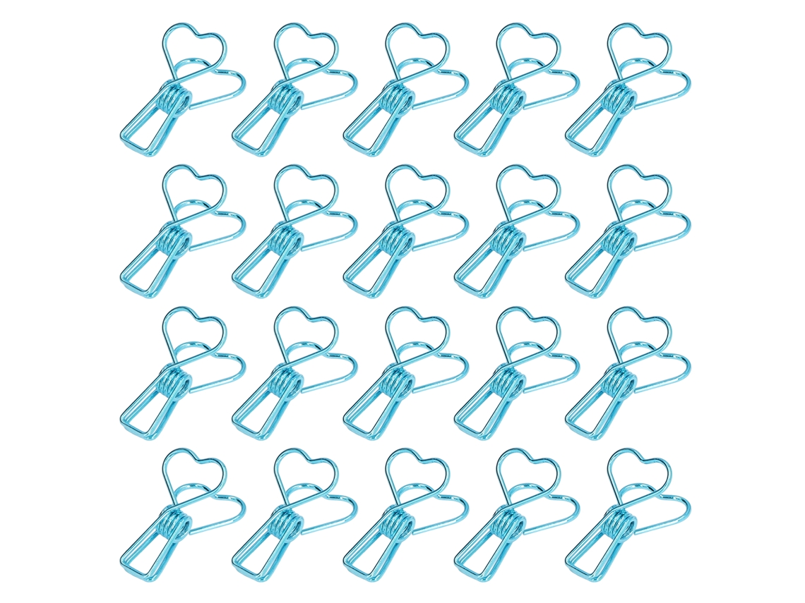 20 Clips De Papel Estilo Elegante Duraderos Fiables Compactos Herramientas De Almacenamiento Para Oficina Azul