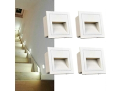 Rebe-set De 4 Luces Led Empotradas En Pared, Blanco Frío Ip65, Aluminio clase Energética E