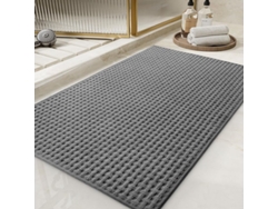 Tapete De Baño De Cuadros Super Absorbente Antideslizante Delgado Lavable A Máquina Gris Oscuro 16 Pulgadas * 24 Pulgadas