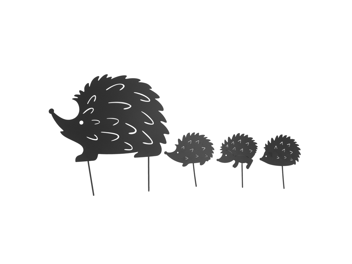 4 estacas decorativas de metal con forma de erizo para jardín