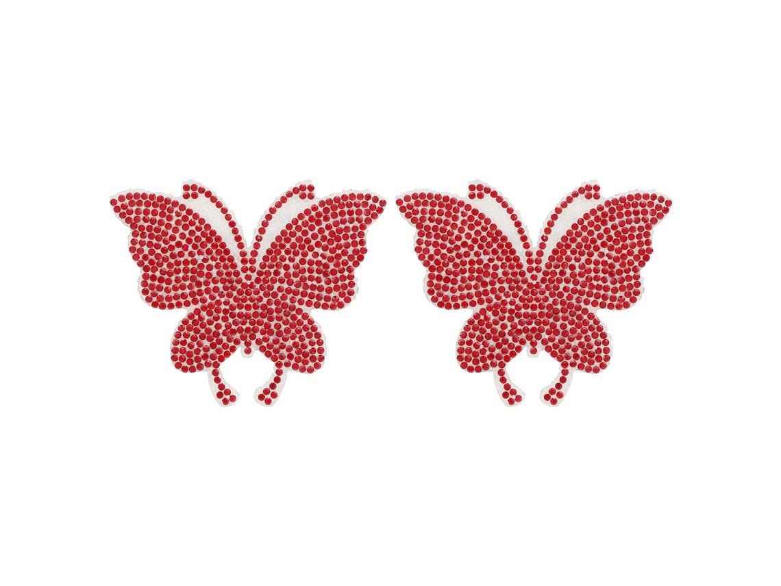 Pegatina De Mariposa Con Diamantes De Imitación De Cristal Para Decoración De Ropa, Coche Y Ordenador - Rojo - 2 Unidades