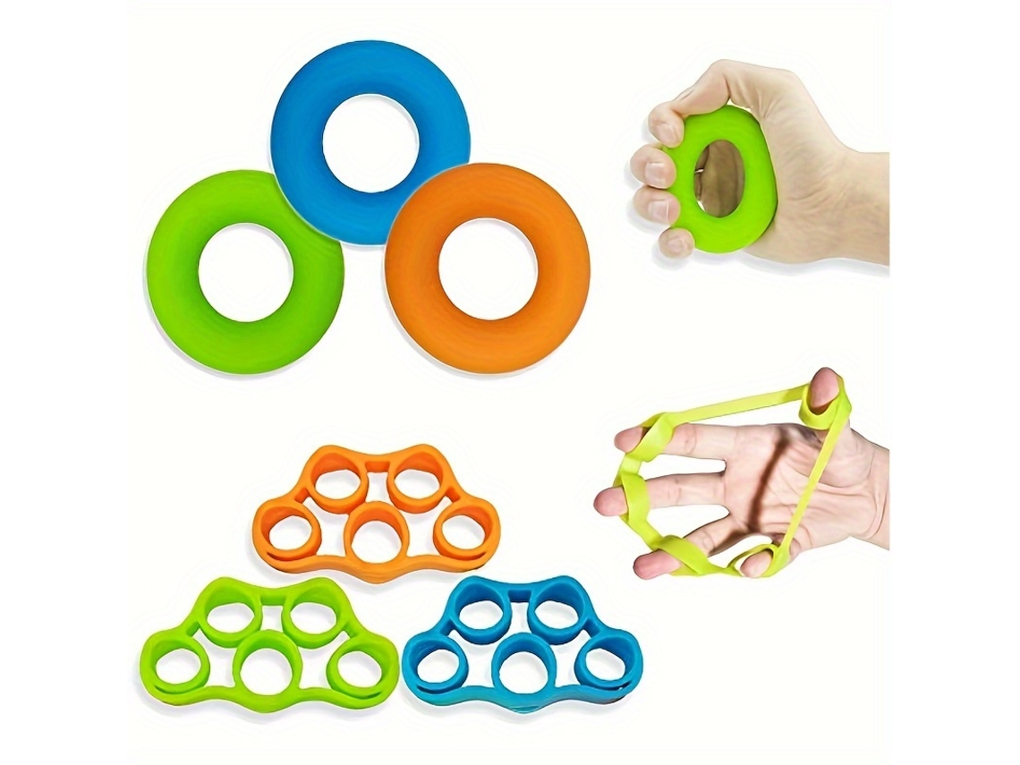 Treinador De Mãos 3 Anillos De Agarre 3 Correas Elásticas Para Los Dedos Para Entrenar La Flexibilidad De Los Dedos Cuich