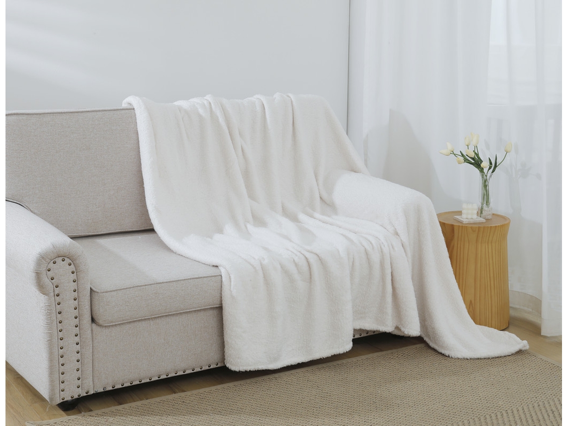 Manta de algodón ultrasuave blanca clara 130*160cm-BOD HOME