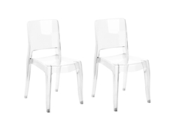 Conjunto de 2 cadeiras BELIANI Westbridge de Policarbonato Transparente 42x52x87