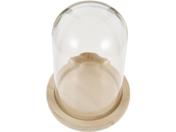 Cúpula De Cristal Decorativa De 12x21 Cm Con Base De Madera Natural, Cubierta De Flores Preservadas Y Mini