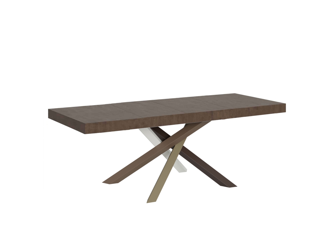 Mesa extensible Volantis Premium en nogal 160/420x90 cm, patas multicolor, 4 unidades, Itamoby