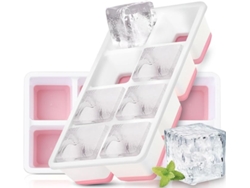 Cubitera Grande Con Tapa - Silicona Cuadrada - Libre De Bpa - Para Cócteles (2 Rosas)