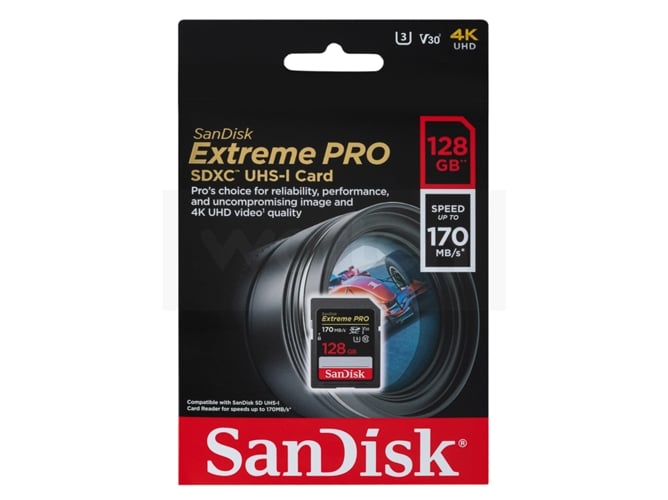 Tarjeta de Memoria SDXC SANDISK Extreme Pro (128 GB - 170 MB/s - Class10)