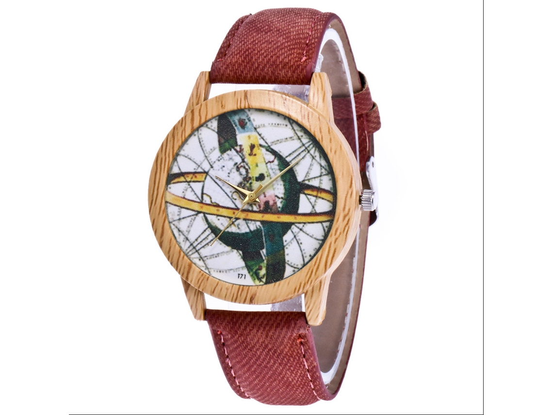 Reloj De Pulsera De Cuarzo Informal Con Correa De Cuero Para Hombre Y Mujer - Marrón