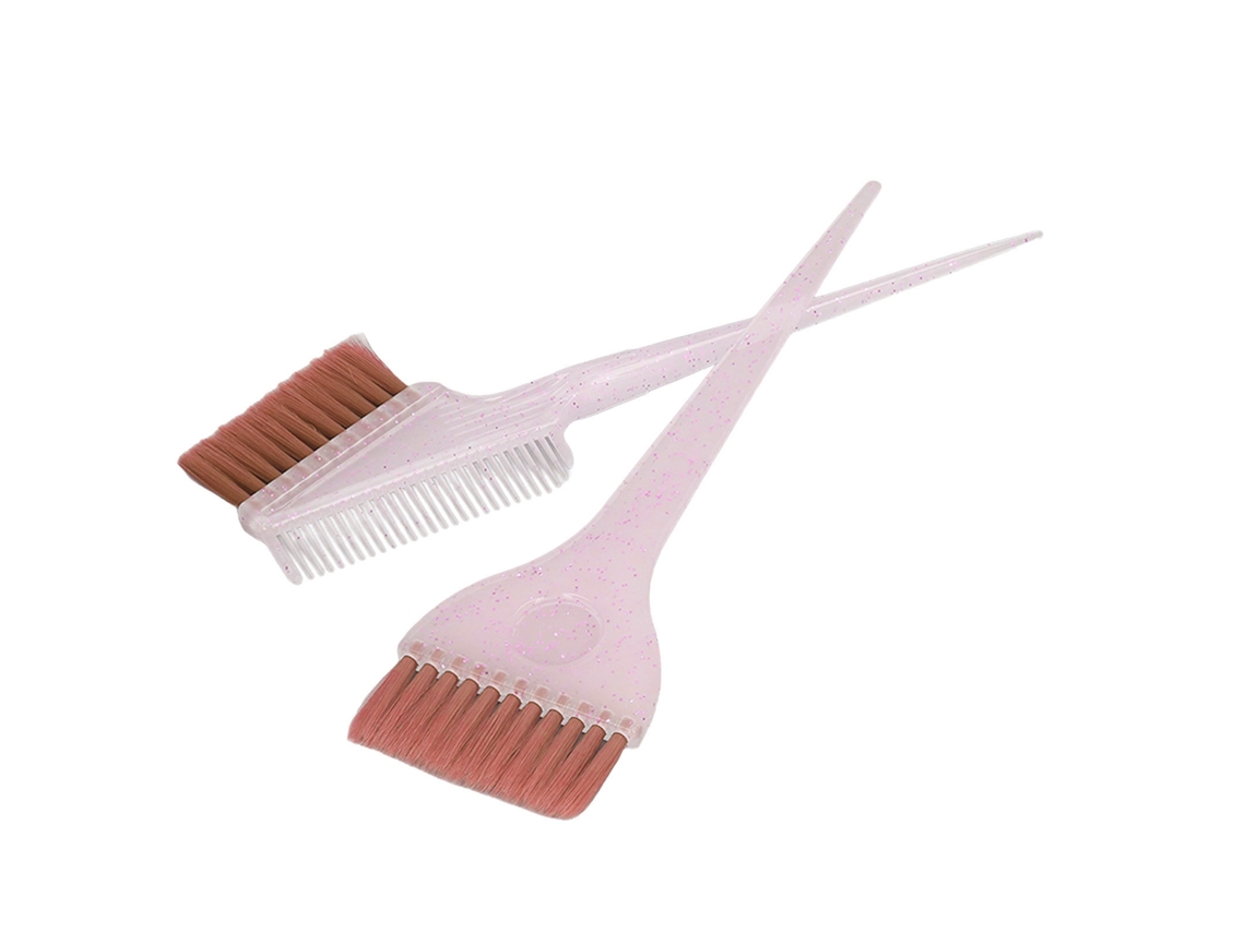 Pincel De Tinte Para Pelo Doble Lado Con Mango Brillante Rosa 2pcs