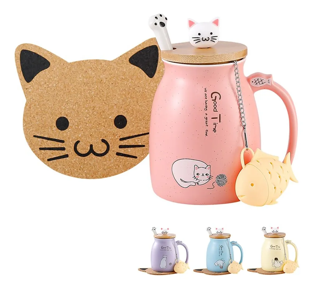 Taza de té con infusor y tapa, taza de café de cerámica slowmoose
