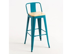DUDECOR Taburete Leeds Con Respaldo Verde Azulado