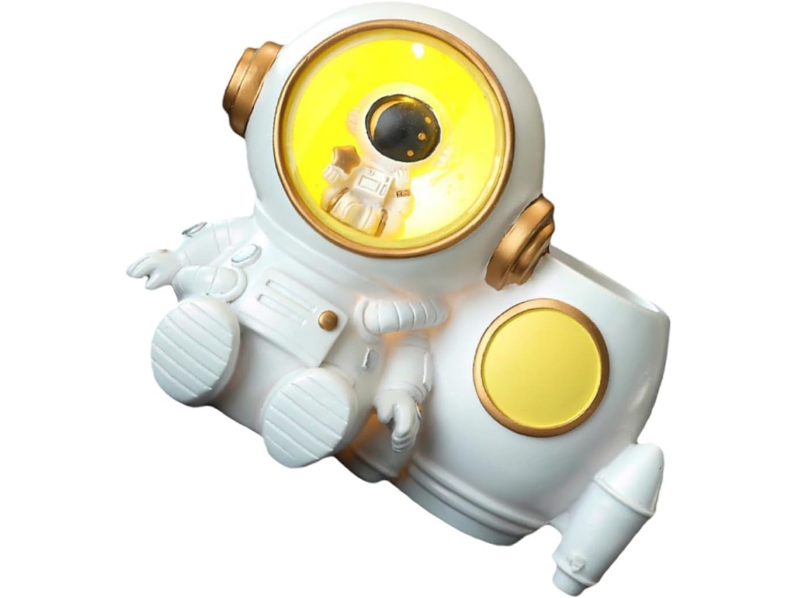 Portalápices de resina blanca clara con diseño de astronauta, gran capacidad, práctico para guardar bolígrafos. SFUSHOS