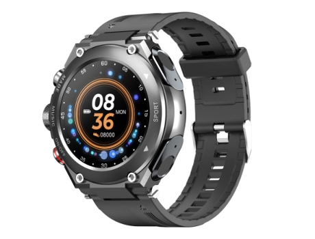 LEMFO T92 Smartwatch Esfera Gris 44 Mm Correa De Goma Reloj Deportivo Gps