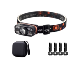 Mini linterna frontal recargable, potente inducción con luz blanca y roja, ideal para camping, pesca y emergencias. Aeuzwr