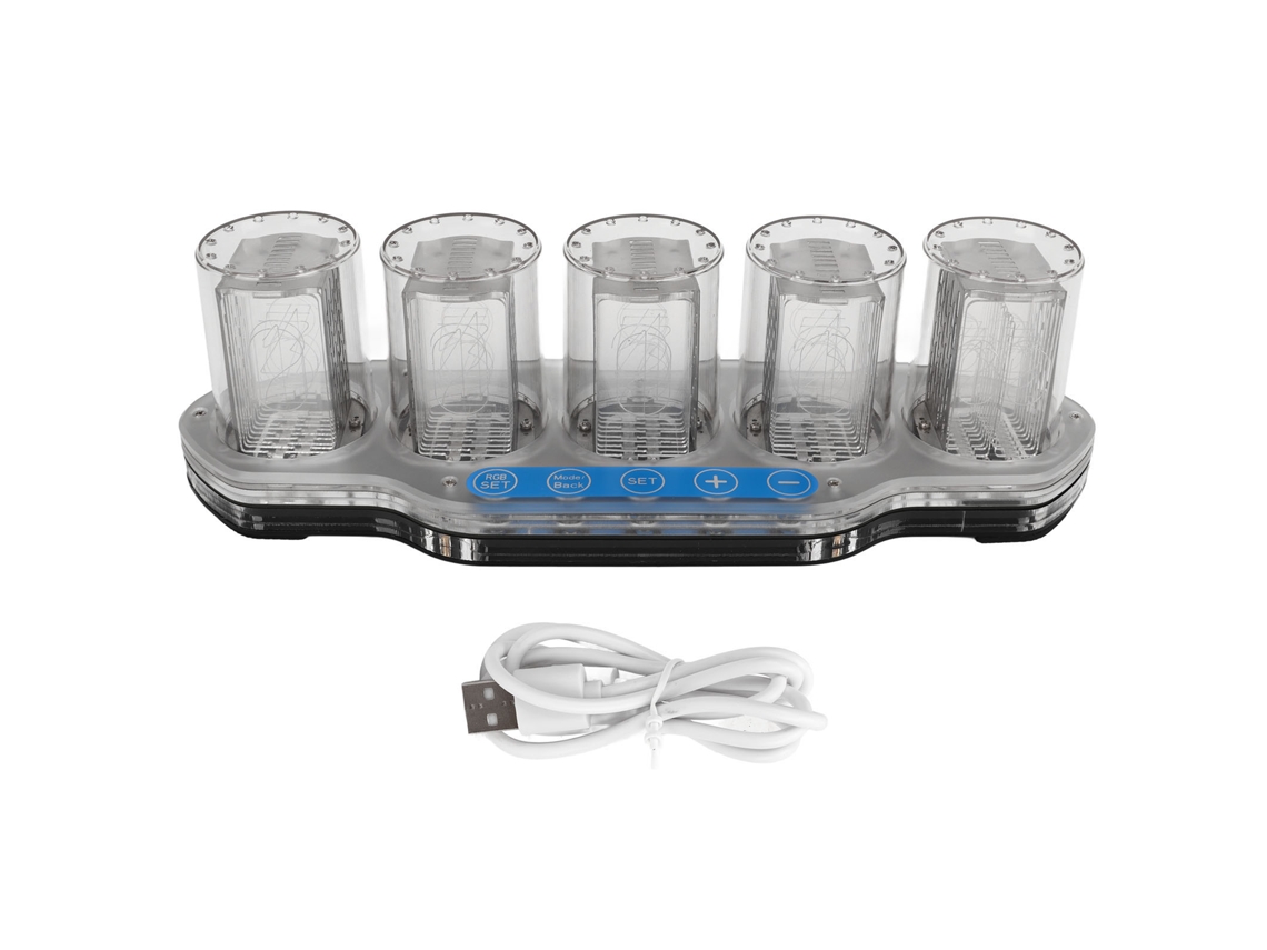 Reloj De Mesa Digital Led Rgb De 24 Horas Con Usb Y Modos Ajustables, Tubo Luminoso Para Dormitorio O Computadora.