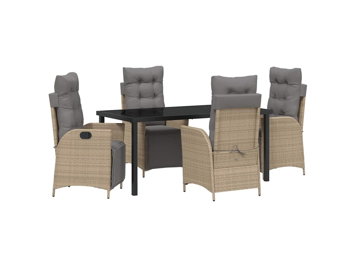 Maison Exclusive - Conjunto De Comedor De Jardín 5 Pcs Beige Ratán Sintético