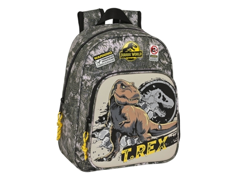 Mochila Escolar JURASSIC WORLD Warning (Gris - Poliéster 300D)