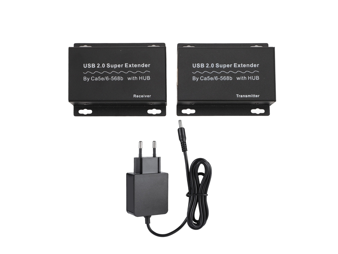 Extensor Usb Por Ethernet 120m 480mbps 4 Portas Usb 2.0 Hub Com Adaptador Eu Cat5e Cat6