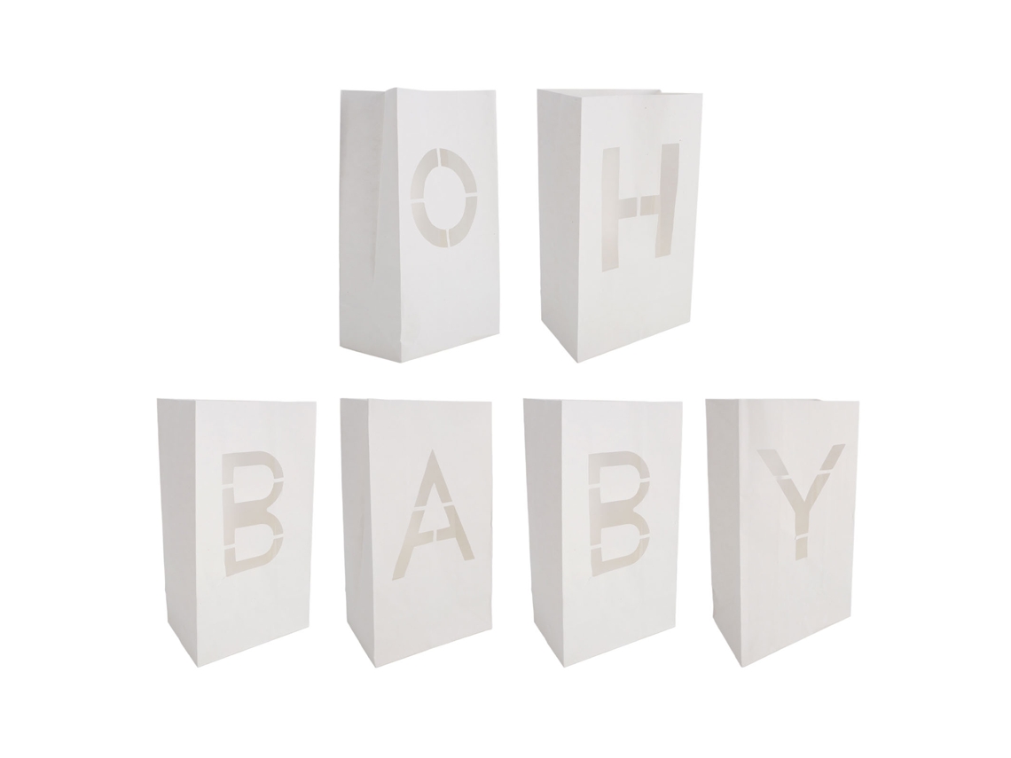 6 Bolsas De Papel Decorativas Luminosas Oh Baby Para Baby Shower Y Cumpleaños
