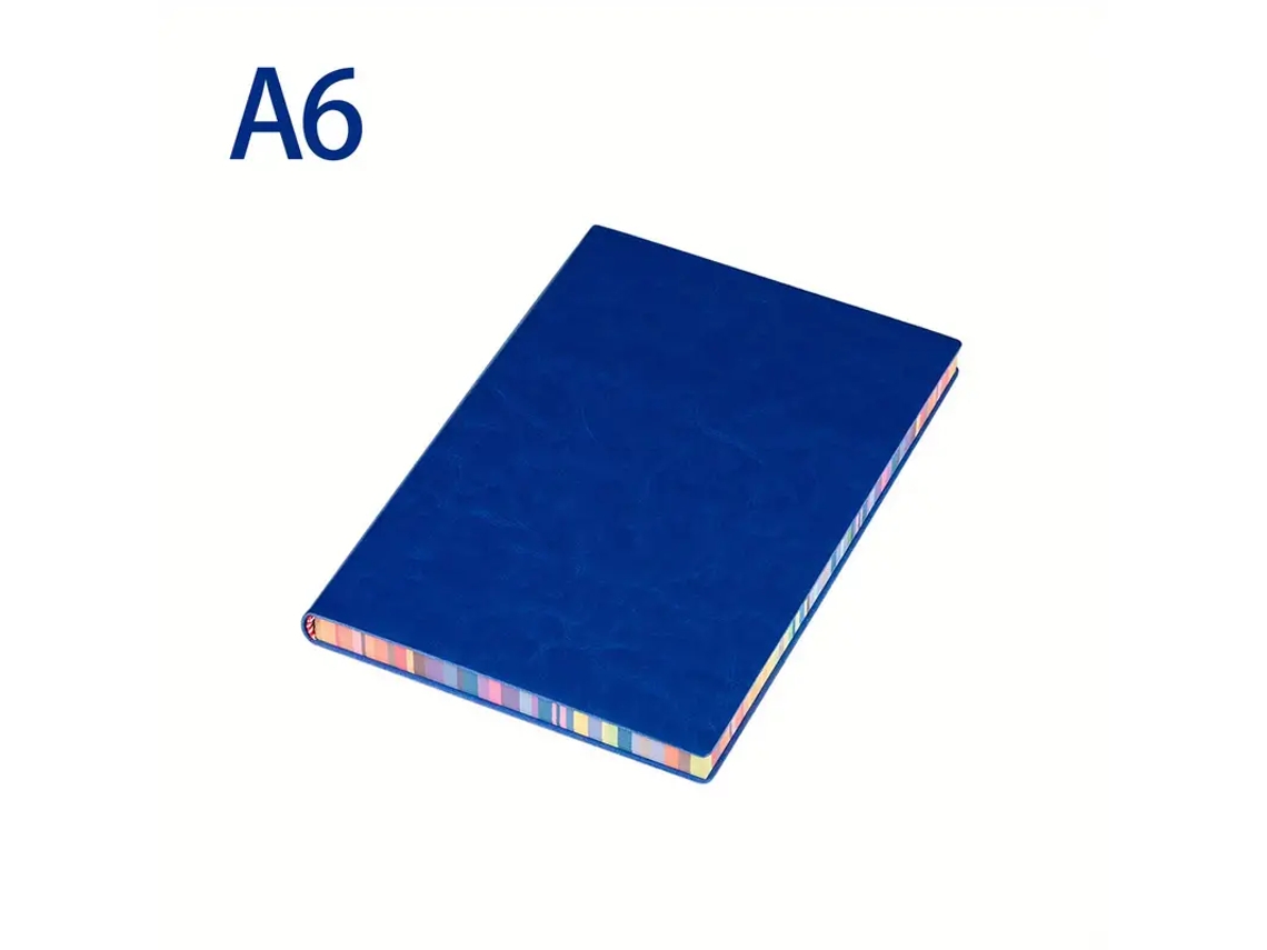 Cuaderno con borde arcoíris, 200 páginas rayadas, ideal para apuntes de estudiantes. Mdug (azul, A6)