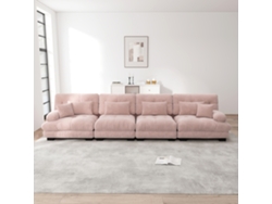 Sofá Modular 4 Plazas - Confortable Sofá Cama Con Asiento Profundo - Chenille Rosa