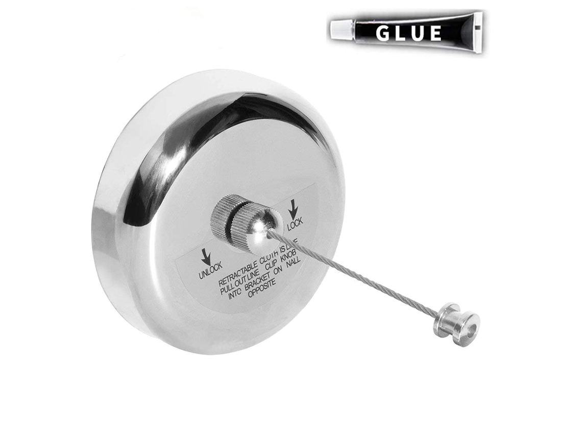 Tendedero retráctil sin agujeros de acero inoxidable con cuerda de nailon ajustable